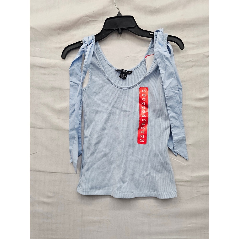 French Connection Womens Bow Tank Top Blue Cotton Blend Casual‎ Size XS